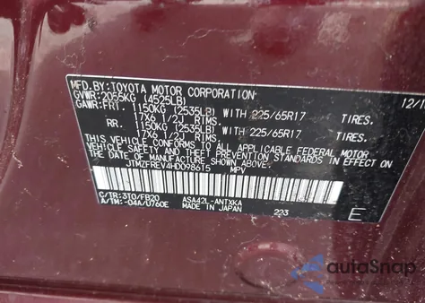 2017 Toyota Rav4 Le from USA, damaged, VIN JTMZFREV4HD098615